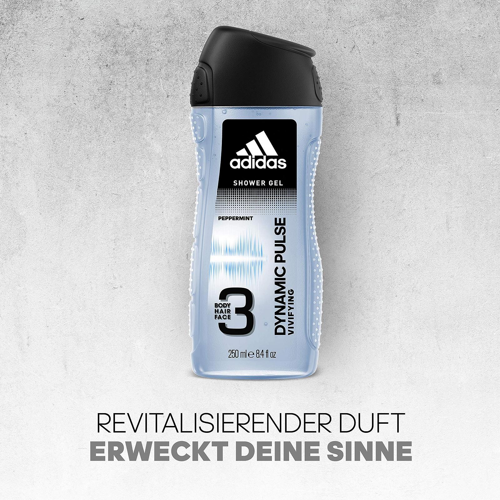 Гель для душу adidas Dynamic Pulse 3-в-1 Освіжаюча м'ята для тіла волосся та обличчя pH-збалансований 3 х 250 мл, фото №4