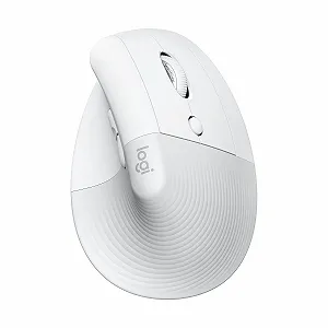 Миша Logitech Lift Vertical Ergonomic, бездротова, Bluetooth або Logi Bolt USB-приймач, тихі клацання, 4 кнопки, біла - Фото 1