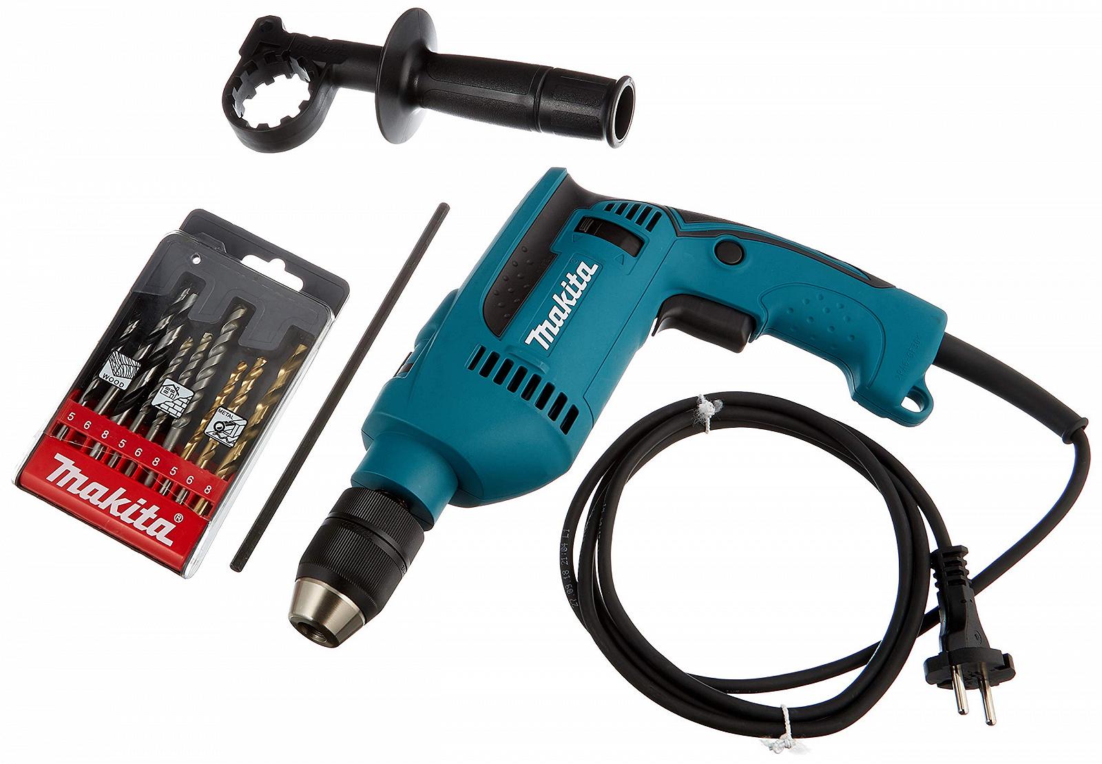 Перфоратор Makita HP1641K1X 13мм 680Вт с быстрозажимным патроном, кейс и набор сверл 240В, фото №2
