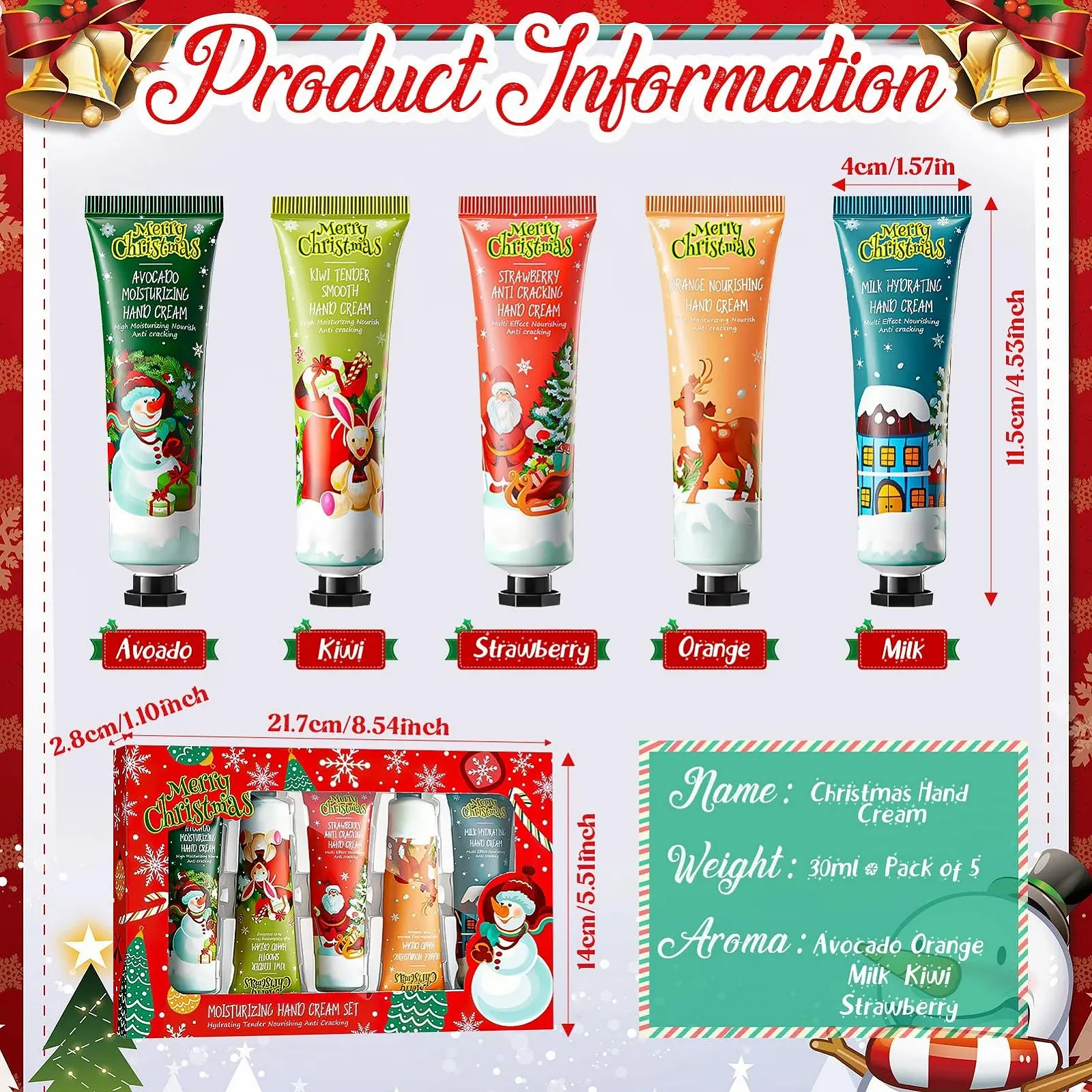 Крем для рук Allony Christmas, Міні-набір кремів для рук, 5 штук, фото №5 Крем для рук Allony Christmas, Міні-набір кремів для рук, 5 штук, фото №5