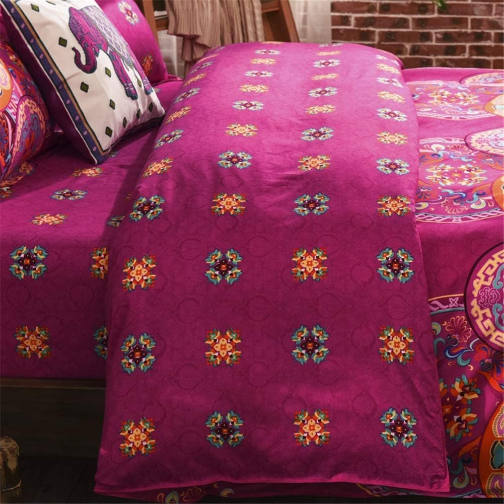 Постельное белье Freyamy Богемный Винтаж Boho Индийский Mandala 135 x 200 см Фуксия Бирюзовый Разноцветный (наволочка 80 x 80 см), фото №4