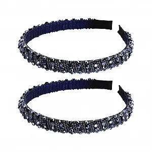 Обруч для волосся з блискучими кристалами, набір з 2 штук - Фото 1