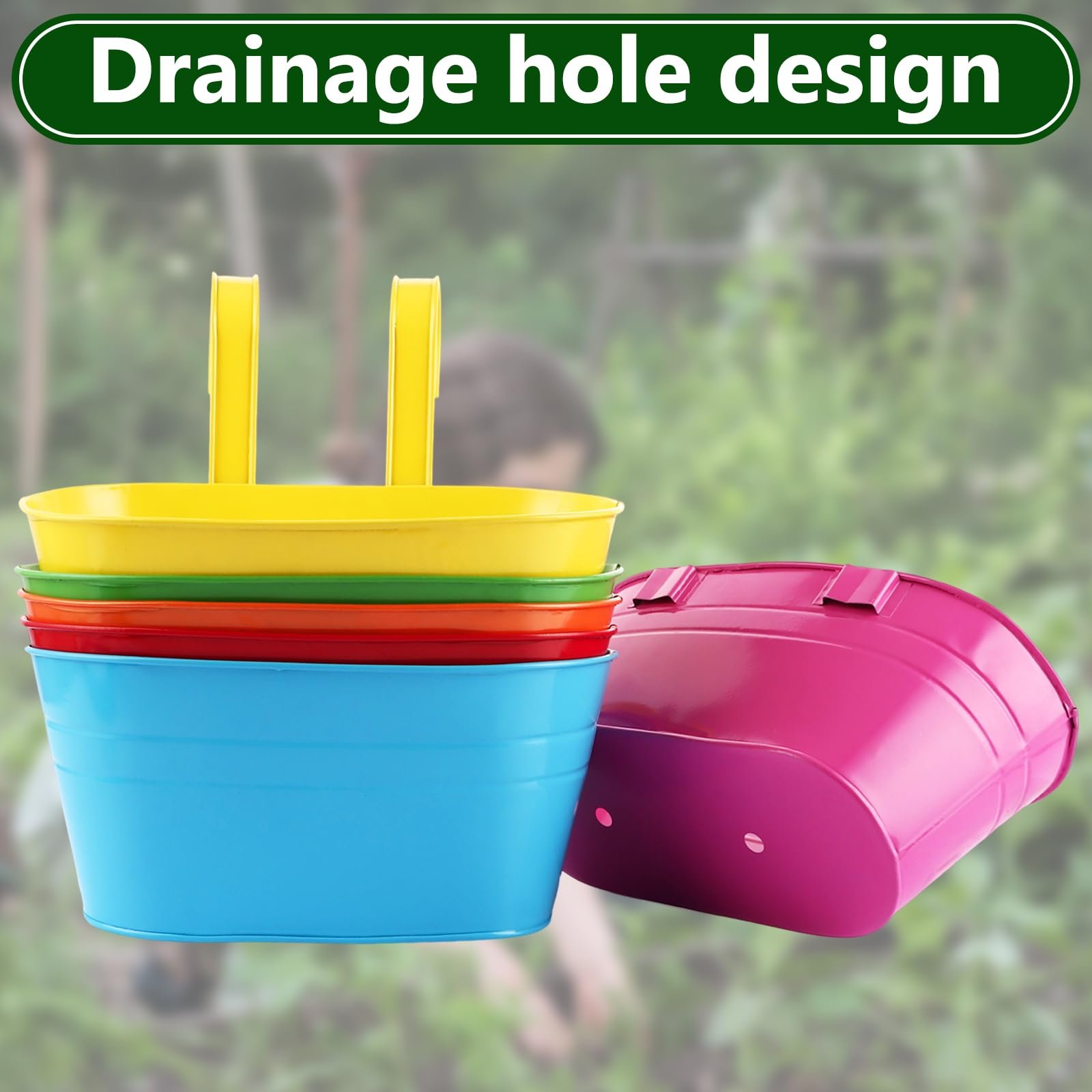 Набір підвісних квіткових горщиків DAJAVE Металеві 6 шт. (Синій + Зелений), фото №4