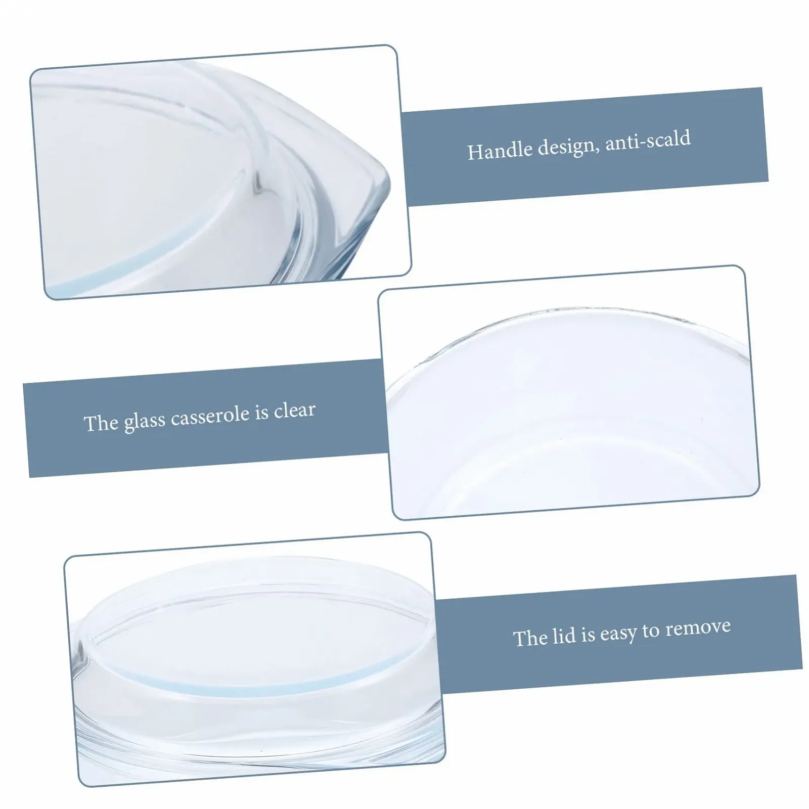 Форма для запікання GALPADA скляна з кришкою кругла жаростійка для мікрохвильової печі, фото №5