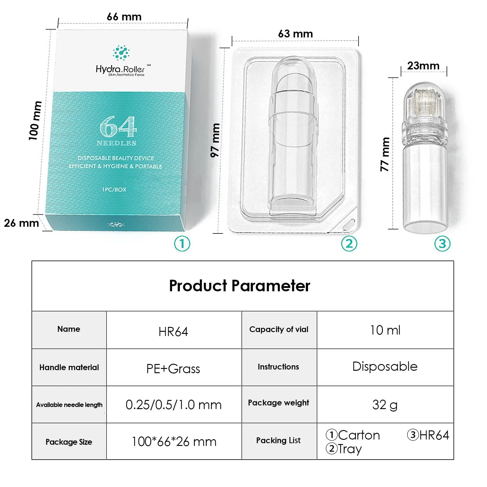 Дермаролер Hydra Needle 64 Pin, 0,5 мм, фото №6