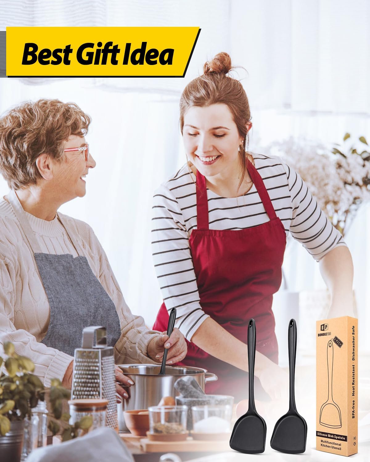 Набор лопаток для вока Silicone 2 Pack Non-Stick Heat Resistant, фото №7