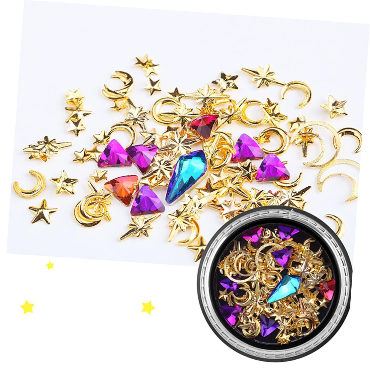 Стразы для ногтей Healeved, 4 шт, разноцветные, медная пластина, фото №6