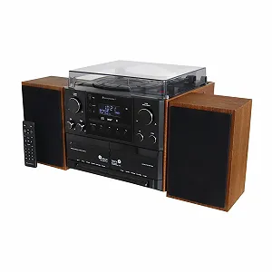 Музична Система з програвачем Soundmaster MCD5600 DAB+ Подвійна Касетна дека CD-програвач USB MP3 Bluetooth Енкодування Коричневий колір - Фото 1