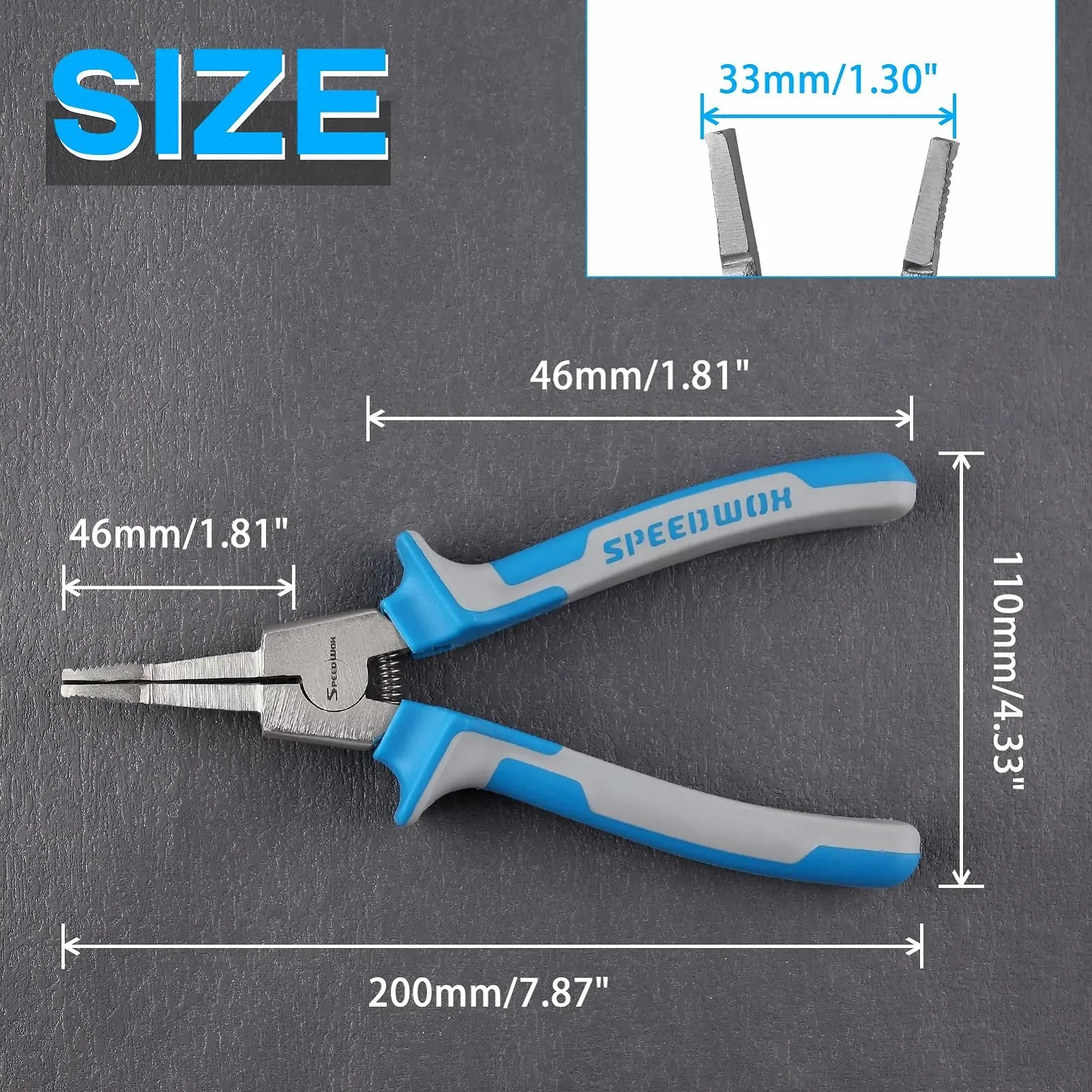 Плоскогубцы для стопорных колец SPEEDWOX 8 дюймов, прямые губки, плоскогубцы для C-образных колец, плоскогубцы для стопорных колец, плоскогубцы для стопорных колец с угловыми губками для снятия колец, автоматическая коробка передач, фото №4