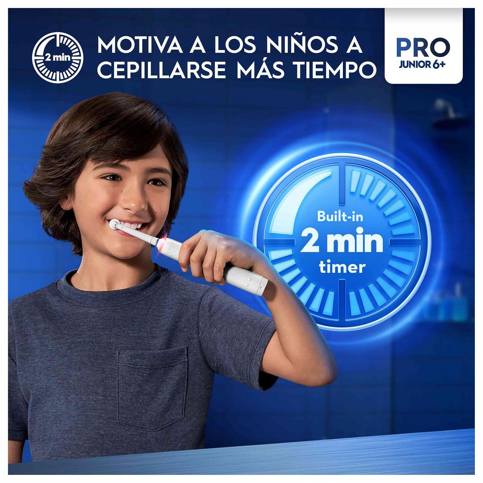 Зубна електрощітка Oral-B Pro Junior Star Wars для дітей від 6 років, 2 змінні насадки, контроль тиску 360°, 2 режими чищення, включаючи делікатний догляд, м'яка щетина, біла, фото №3