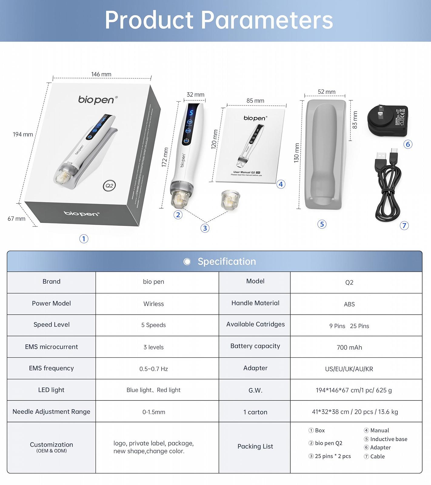 Ручка для микронидлинга Bio-Q2 Professional Wireless Derma, автоматическая зарядка, для лица и тела, с 6 картриджами 0,25 мм (2 x 9 Pin + 2 x 25 Pin + 2 x 14 Pin), фото №7
