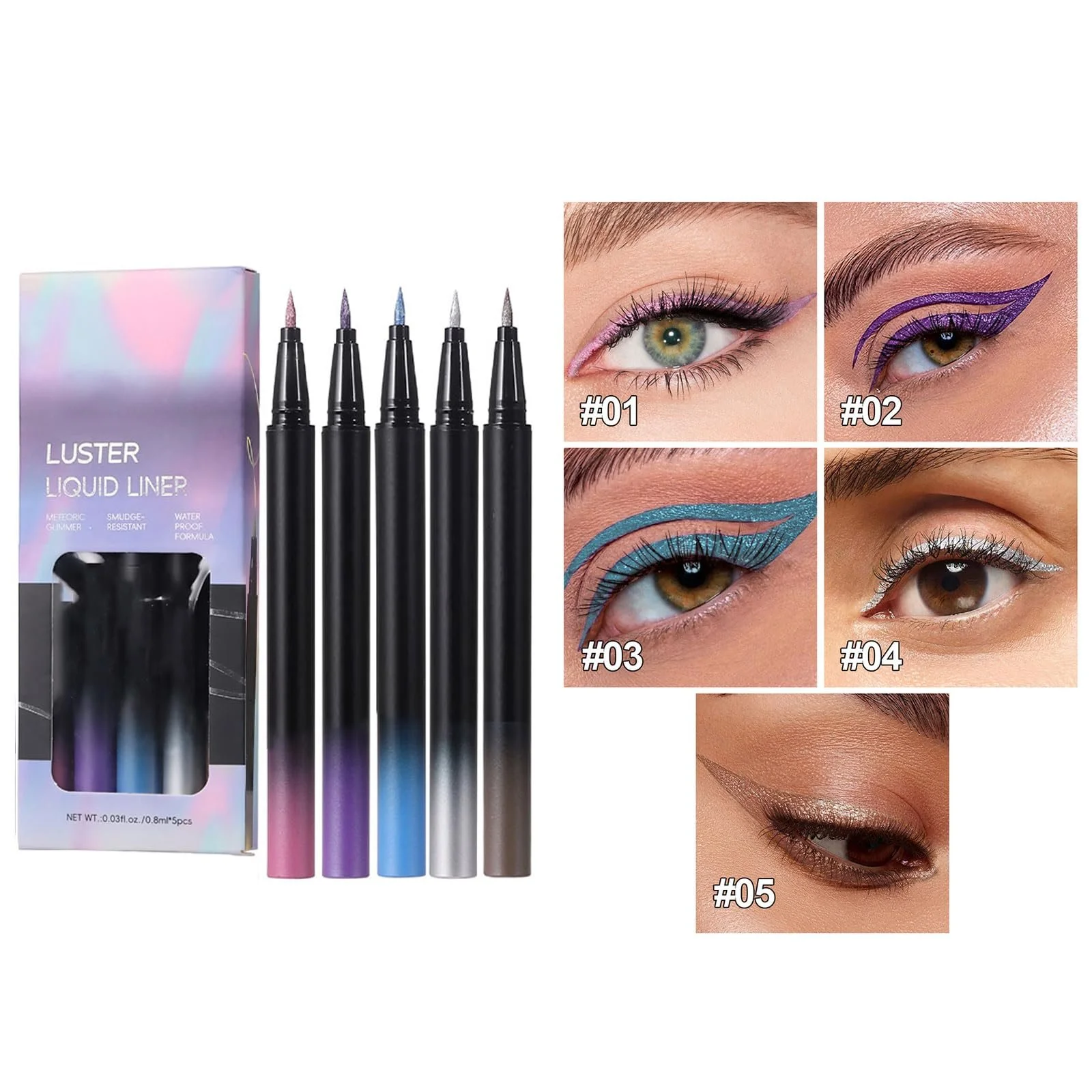 Підводка для очей Glitzernde Liner Auffälliges Mehrfarbiges 5-компонентний набір водостійка, фото №6 Підводка для очей Glitzernde Liner Auffälliges Mehrfarbiges 5-компонентний набір водостійка, фото №6