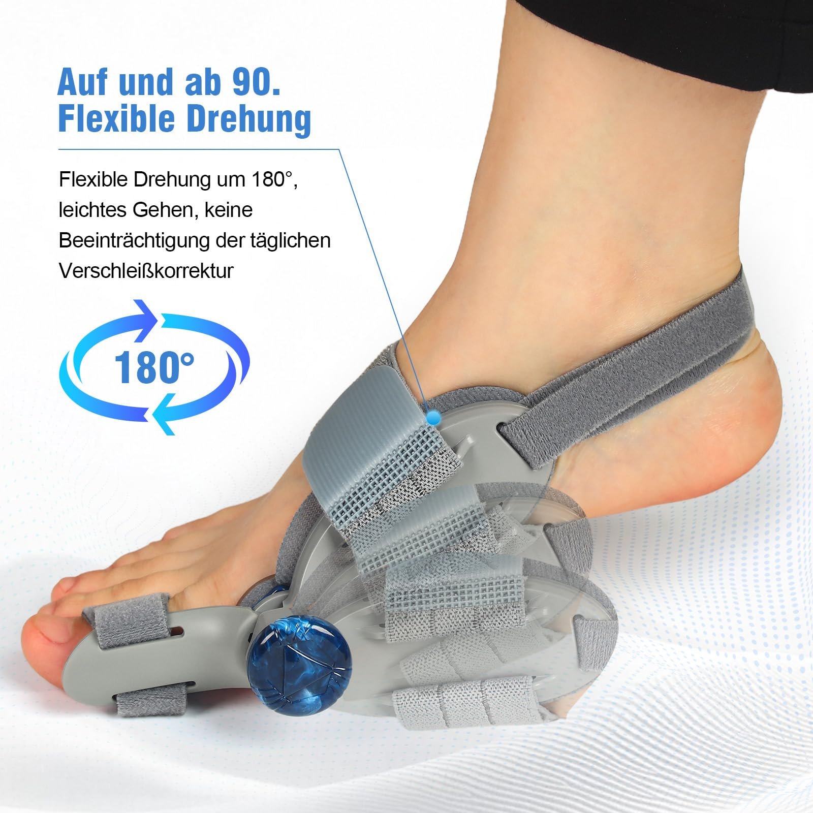 Коректор Hallux Valgus Регульована шина з поворотним регулятором для корекції кута та м'якою гелевою подушечкою, фото №5