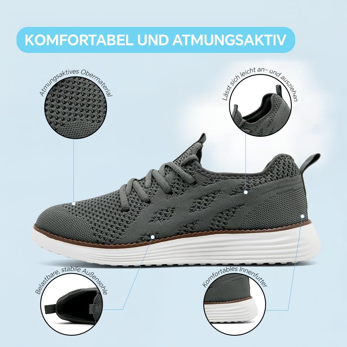 Кросівки UROMGV Чоловічі Для Бігу Спортивні Шнурівка Для Ходьби, фото №4