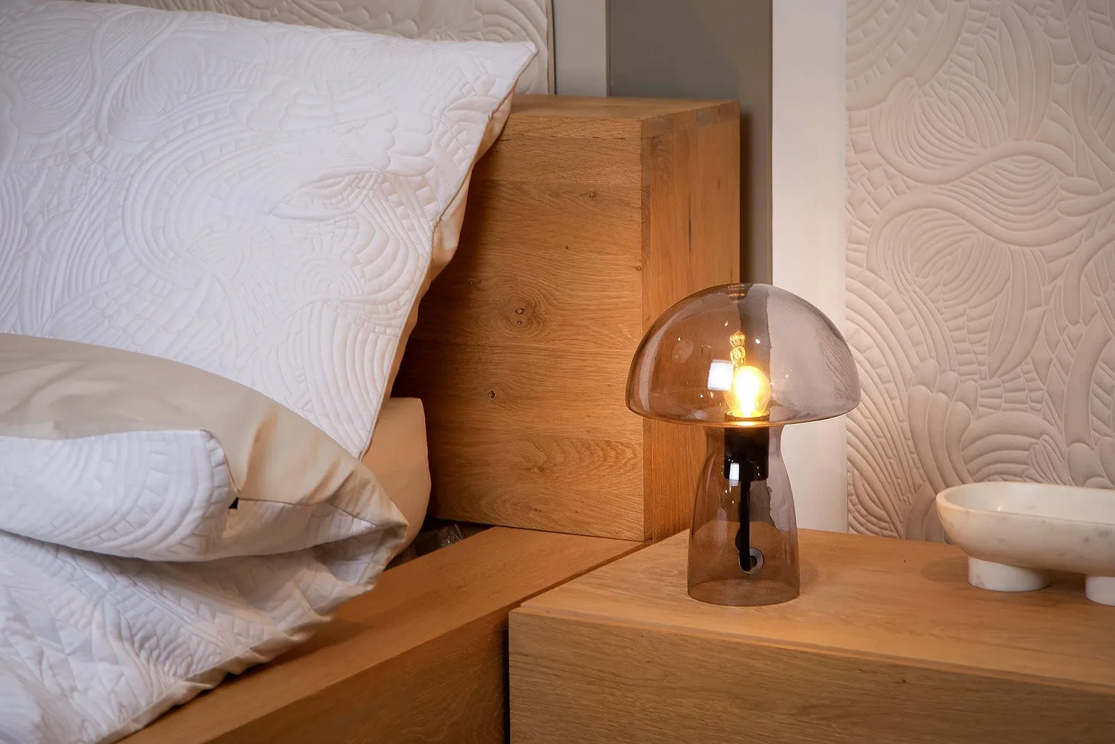 Настільна лампа LUCIDE FUNGO 1 x E27 Скляна Димчаста Сіра, фото №3