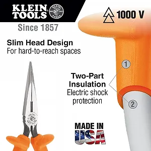Длинногубцы Klein Tools D203-8 N-ins Изолированные с боковым резом synthetic.ua - Фото 1