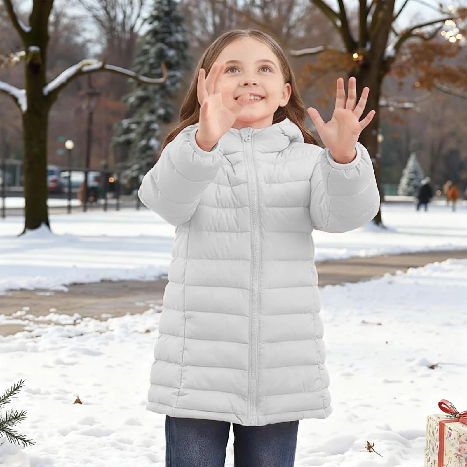 Зимова куртка з капюшоном для дівчат, коротка стьобана куртка, фото №6