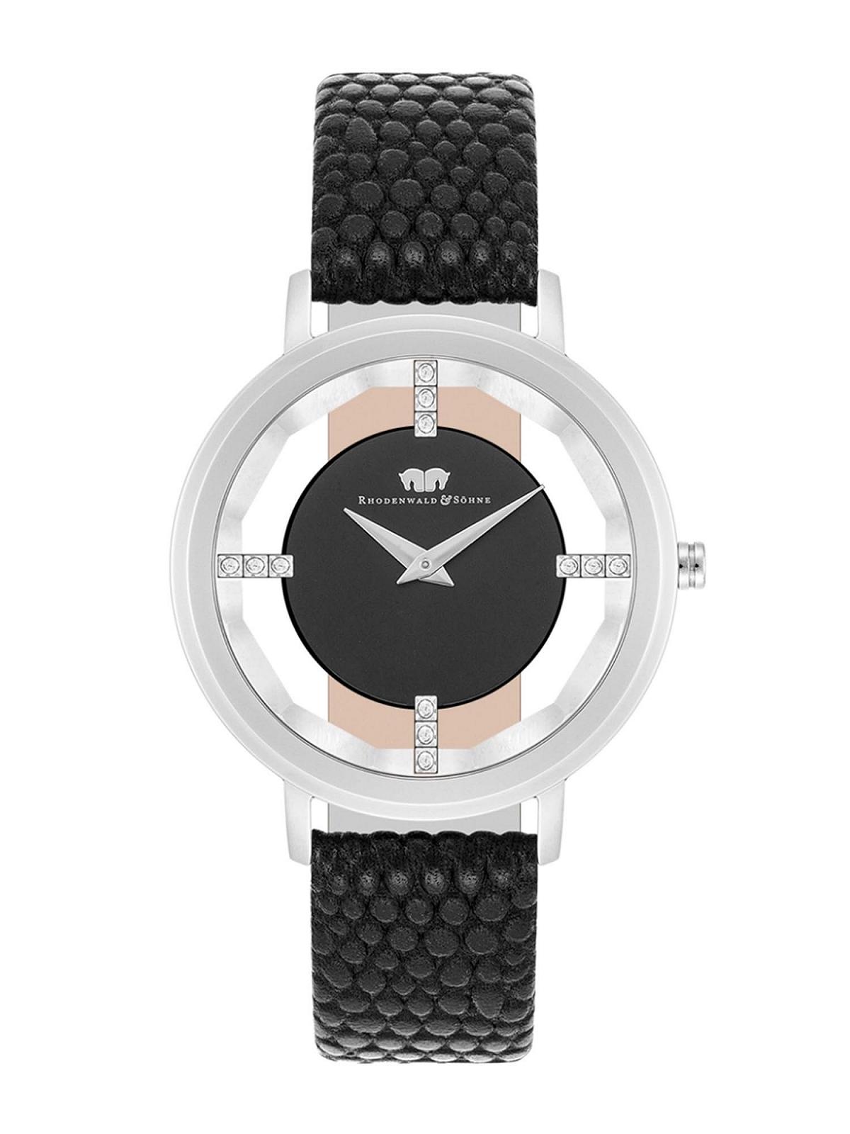 Женские часы Rhodenwald & Söhne 10010422 Аналоговые Кварцевый Японский Механизм Черный Ремешок из Натуральной Кожи, Без мотива, фото №1