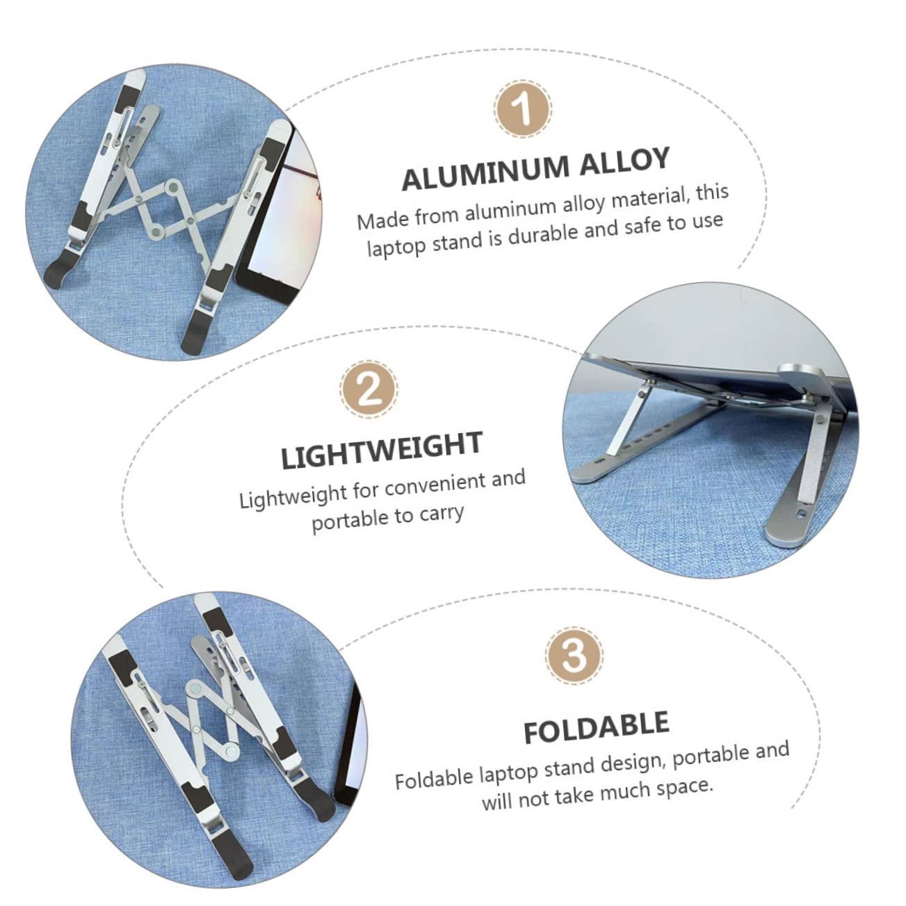 Подставка для ноутбука из алюминиевого сплава, регулируемая, складная подставка для компьютера, складная настольная подставка с функцией охлаждения, фото №2 Подставка для ноутбука из алюминиевого сплава, регулируемая, складная подставка для компьютера, складная настольная подставка с функцией охлаждения, фото №2