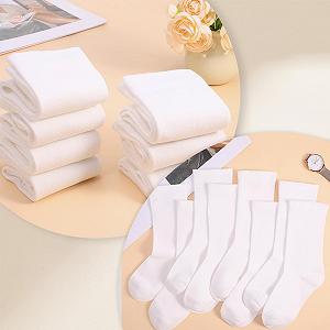 Носки Женские Хлопковые Дышащие Белые/Черные Носки-гольфы Удобные Бесшовные Для Бизнеса Белые Длинные Для Ежедневного Использования и Отдыха 35-39 (7 пар) synthetic.ua - Фото 1