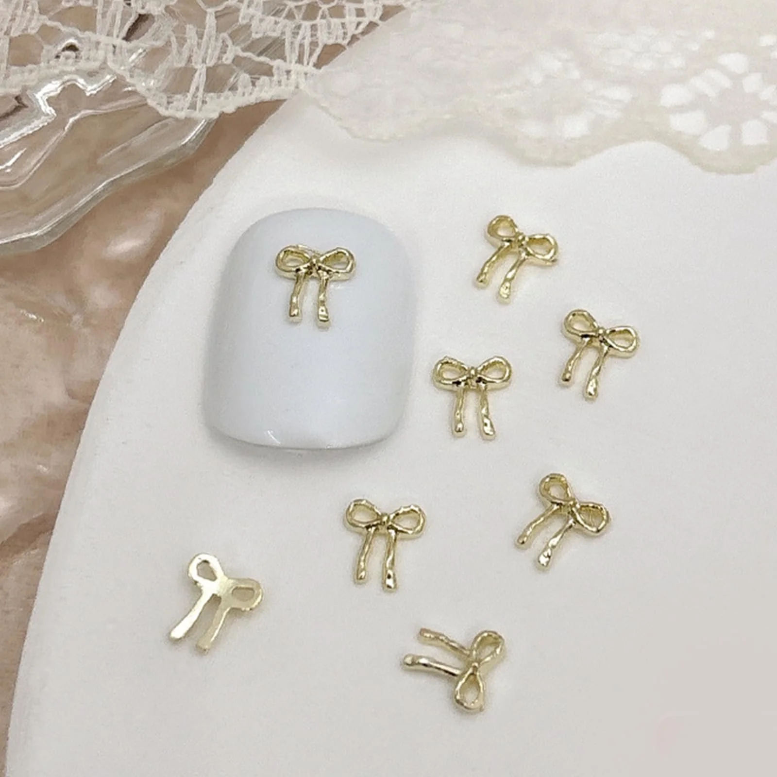 3D Підвіски для нігтів Металеві Бантики. Прикраси для нігтів, фото №8