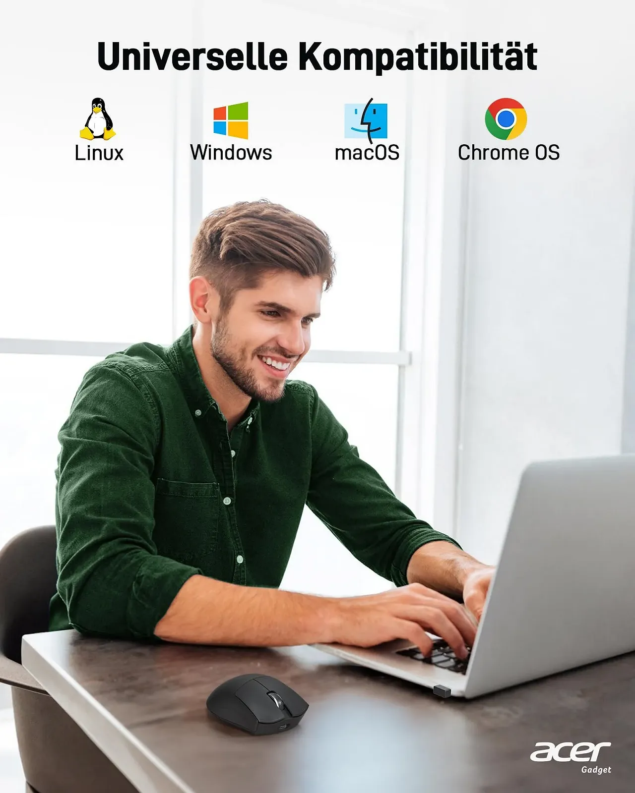 Мышь Беспроводная Acer 2.4 GHz USB A 5 Кнопок Черный, фото №9