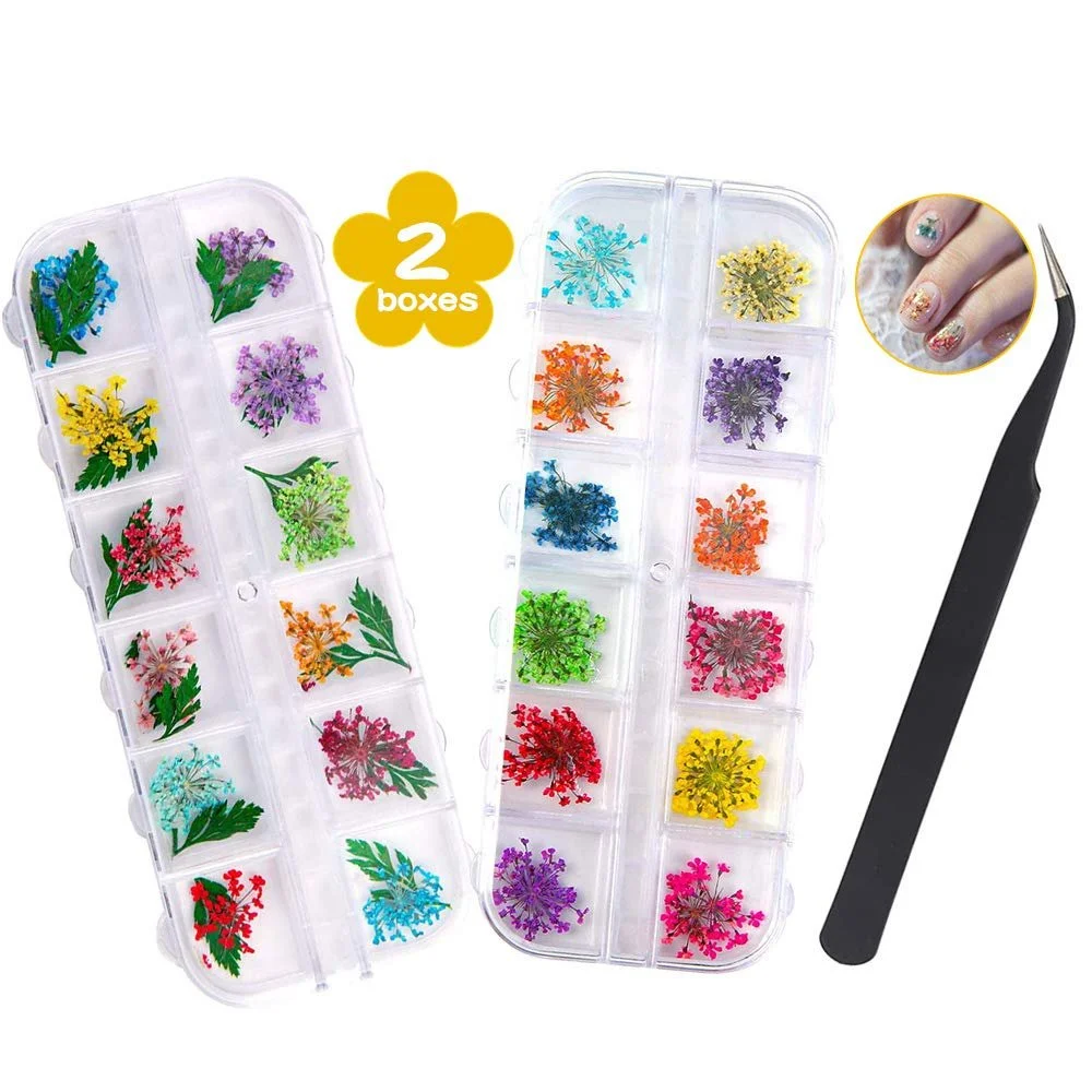 Набір для декору нігтів Dried Flowers 2 Boxes 36 Pieces 3D Resin з вигнутим пінцетом, фото №1 Набір для декору нігтів Dried Flowers 2 Boxes 36 Pieces 3D Resin з вигнутим пінцетом, фото №1