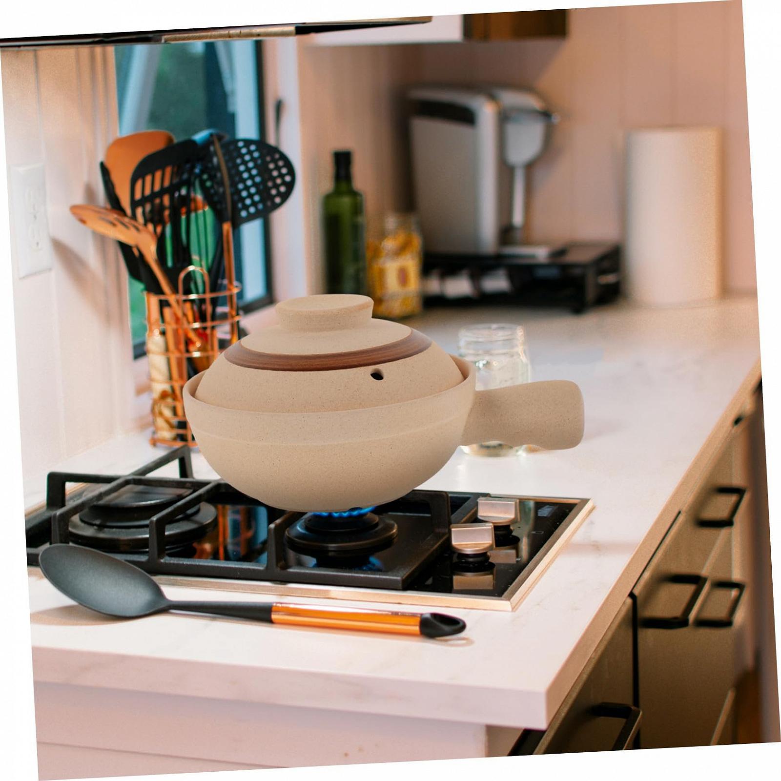 Керамическая кастрюля с крышкой для 1 человека, глазурованная, устойчивая к царапинам, с вентиляционным отверстием для риса, фото №5