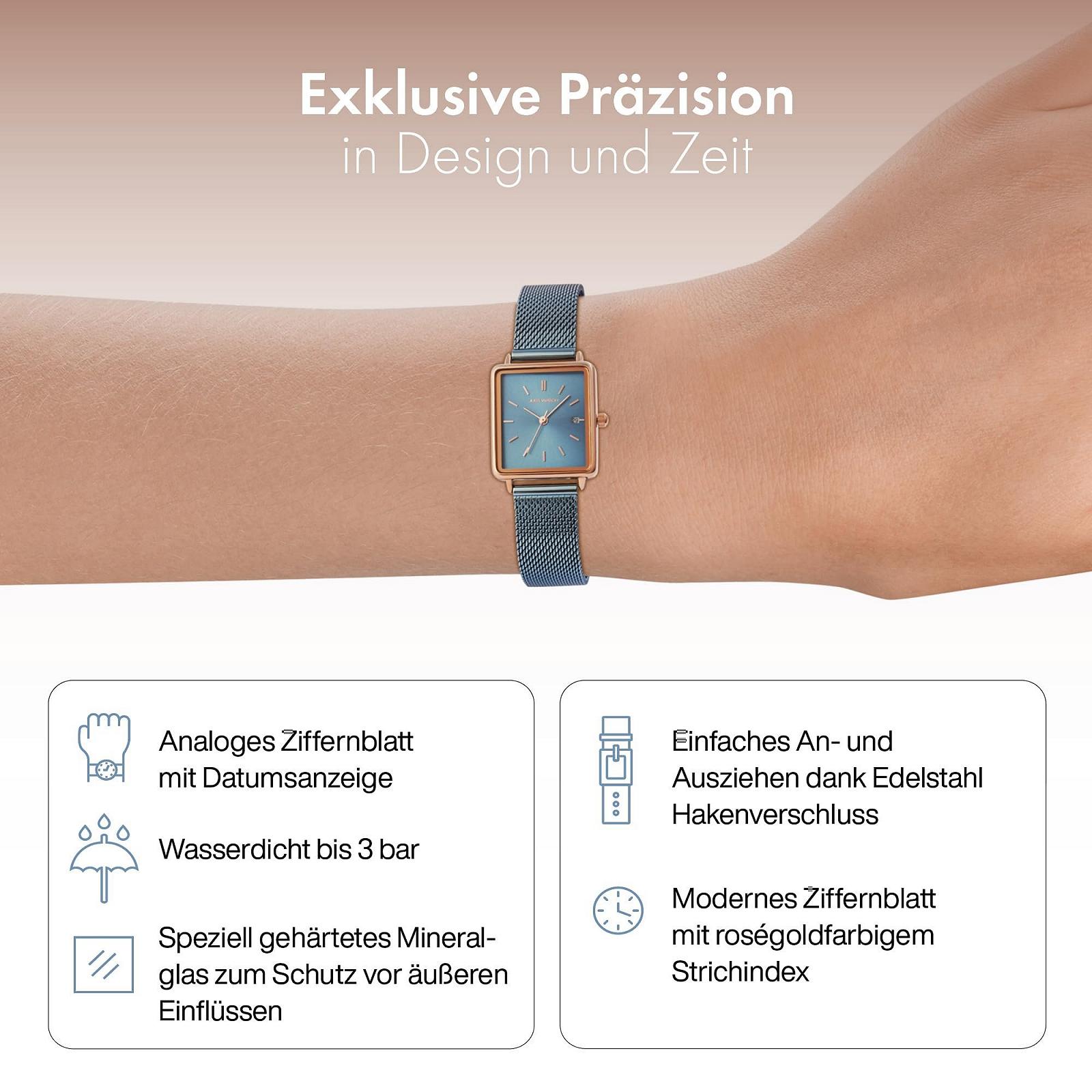 Женские часы Just Watch JW20109 с сетчатым браслетом, нержавеющая сталь, застежка-крючок, дата, аналоговый, кварцевый, фото №3