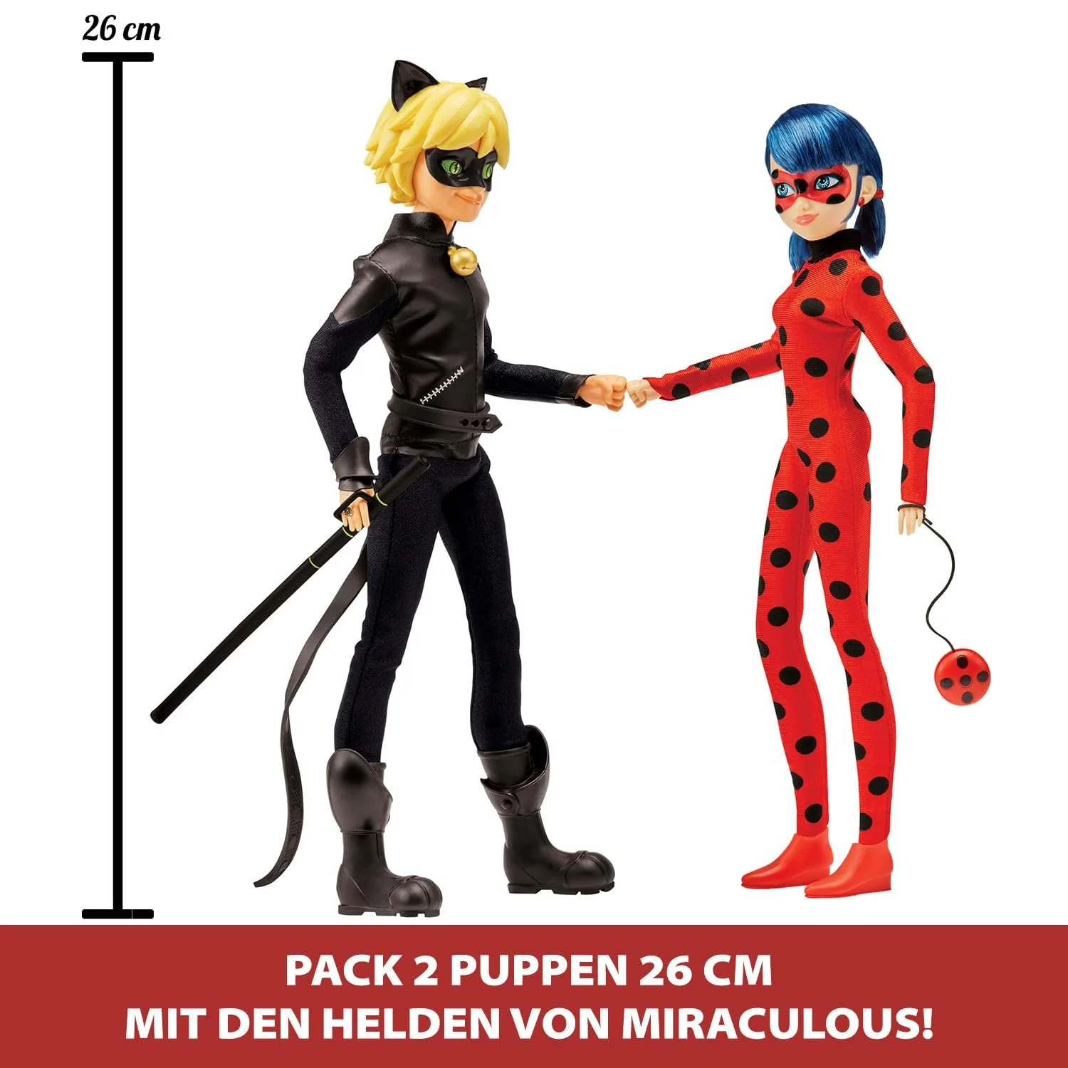 Лялька BANDAI Miraculous Ladybug Ladybug та Cat Noir 26 см, фото №2