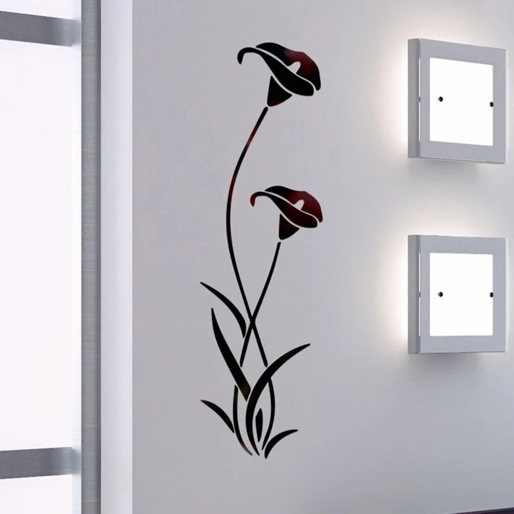 Дзеркальна наклейка 3D Mirror Flower Акрил 1000 x 290 мм Чорна, фото №2