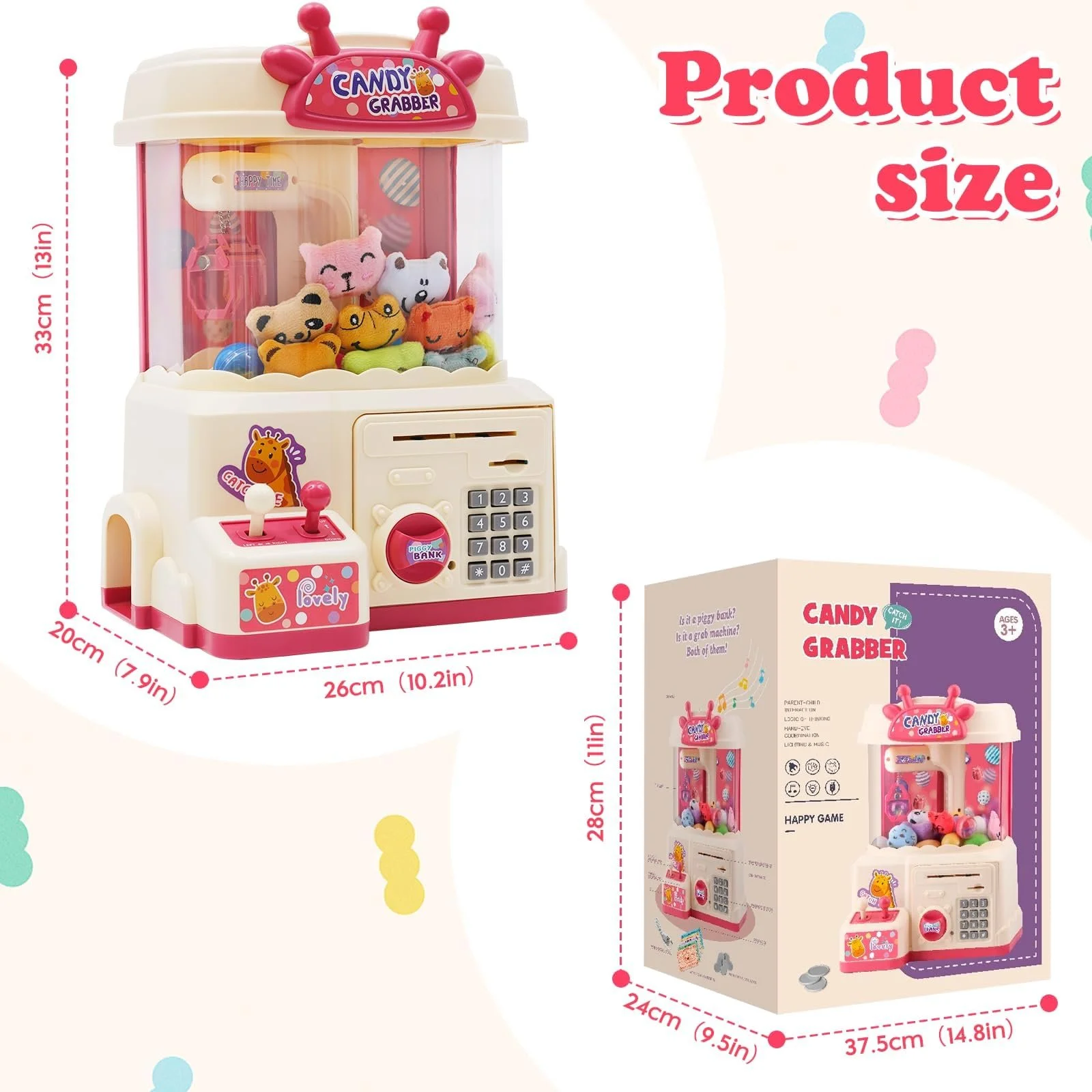 Кран-машина для цукерок та іграшок Mini Grasping Machine з монетоприймачем біла, фото №3