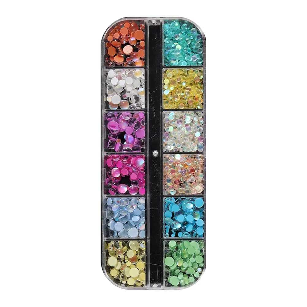 3D Бисер для дизайна ногтей Разноцветные Стразы для ногтей Плоская задняя часть Маленькие круглые драгоценные камни для ногтей Мини-бусины для украшений ногтей, фото №1