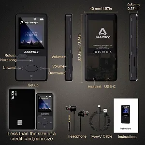 MP3-плеер Bluetooth 5.3 HiFi Sound, FM-радио, 32 ГБ для детей и взрослых, с наушниками, возможность вставить TF-карту Черный synthetic.ua - Фото 1