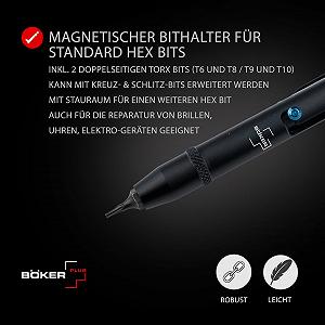 Ручка Böker Plus Для Инструментов - Держатель Бит с Torx T6, T8, T9 и T10 Двусторонний - Набор Прецизионных Отверток из Алюминия для Сборки - Компактный Ручной Инструмент с Клипом - Тактическая Ручка с Битом Чёрная цена на synthetic.ua - Фото 1 Ручка Böker Plus Для Инструментов - Держатель Бит с Torx T6, T8, T9 и T10 Двусторонний - Набор Прецизионных Отверток из Алюминия для Сборки - Компактный Ручной Инструмент с Клипом - Тактическая Ручка с Битом Чёрная synthetic.ua - Фото 1