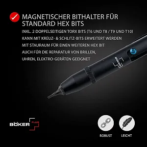 Ручка Böker Plus Для Інструментів - Тримач Біт із Torx T6, T8, T9 і T10 Двосторонній - Набір Прецизійних Викруток synthetic.ua - Фото 1