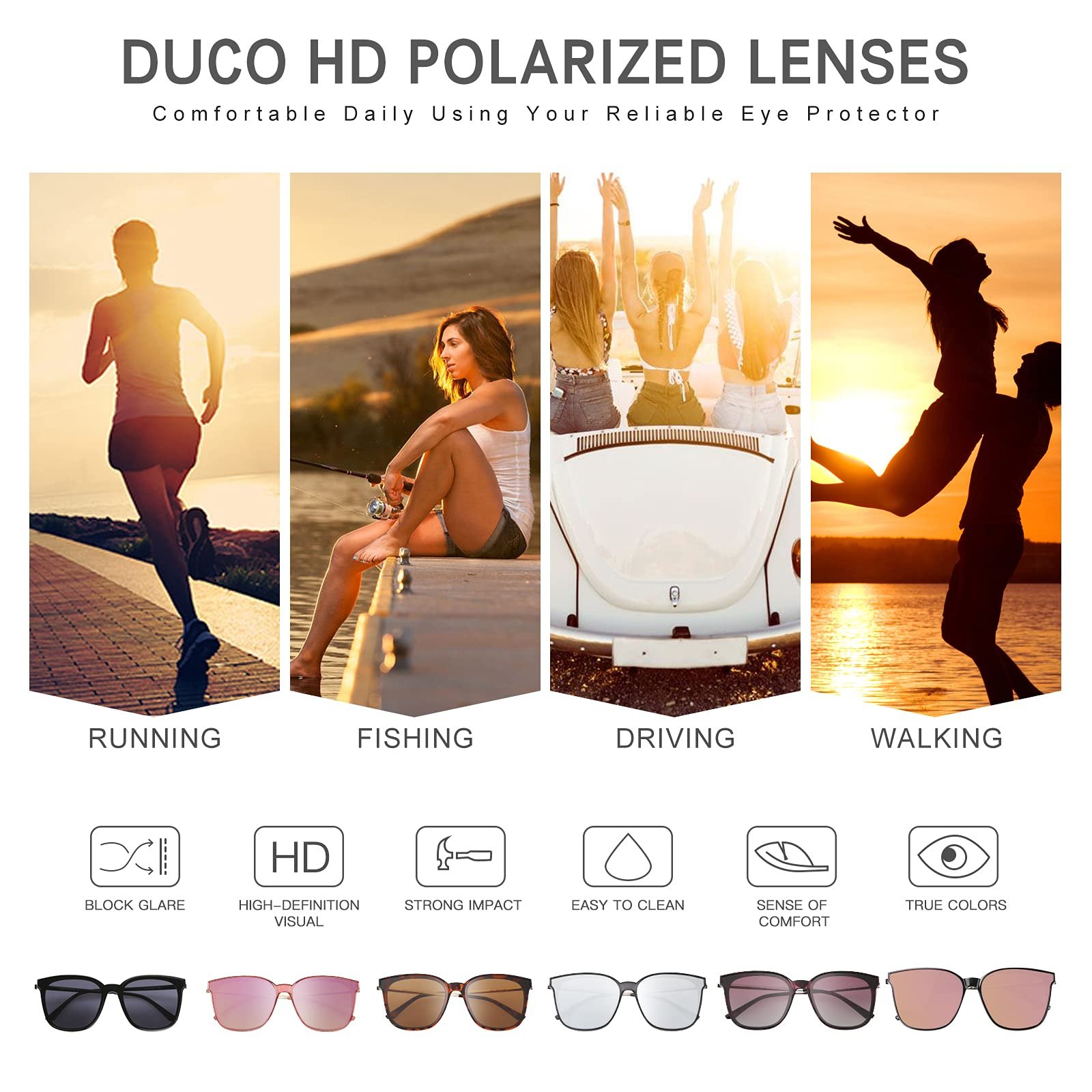 Сонцезахисні окуляри DUCO Жіночі Поляризовані W016 Кругла металева оправа, фото №7