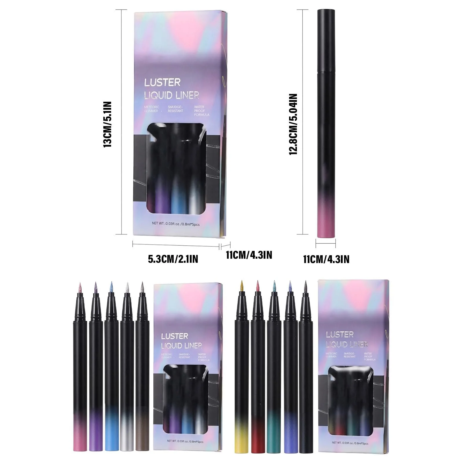 Підводка для очей Glitzernde Liner Auffälliges Mehrfarbiges 5-компонентний набір водостійка, фото №5 Підводка для очей Glitzernde Liner Auffälliges Mehrfarbiges 5-компонентний набір водостійка, фото №5