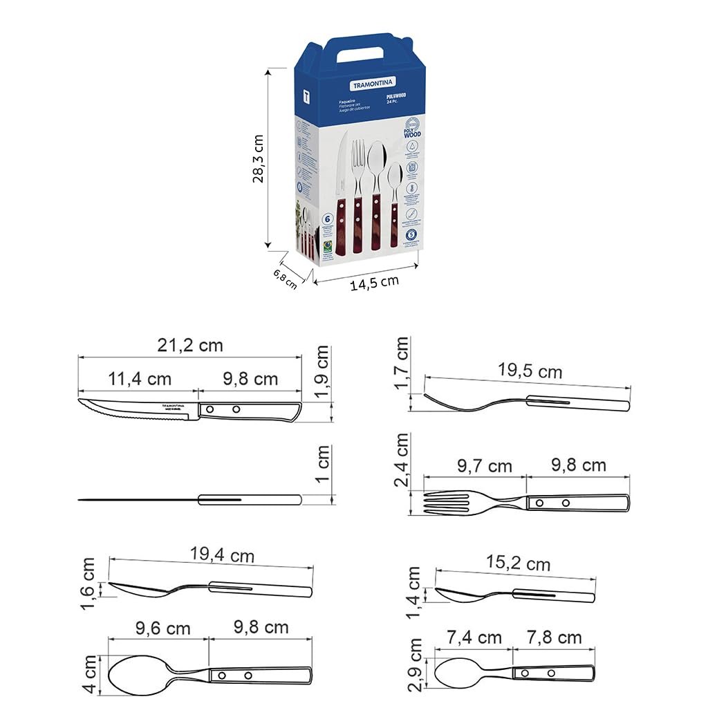 Набор столовых приборов POLYWOOD 24 предмета, красное дерево, фото №4 Набор столовых приборов POLYWOOD 24 предмета, красное дерево, фото №4