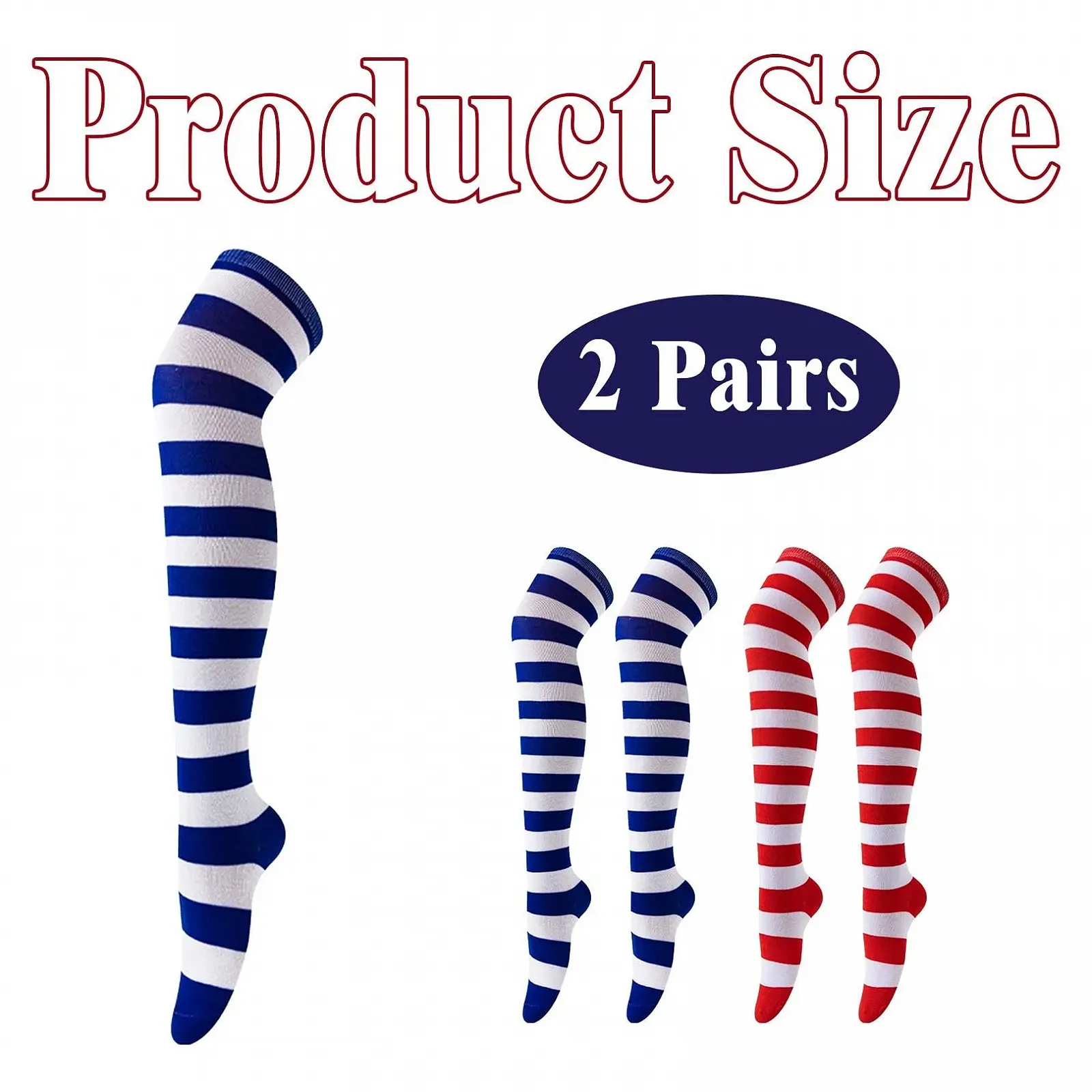 2 пари панчіх вище коліна, смугасті шкарпетки, фото №2