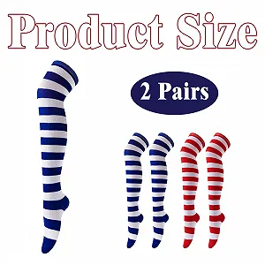 2 пари панчіх вище коліна, смугасті шкарпетки synthetic.ua - Фото 1