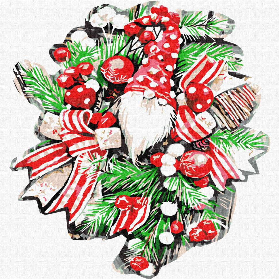 Картина по номерам Рождественский венок KHO5071 30х30 см, фото №1 Картина по номерам Рождественский венок KHO5071 30х30 см, фото №1