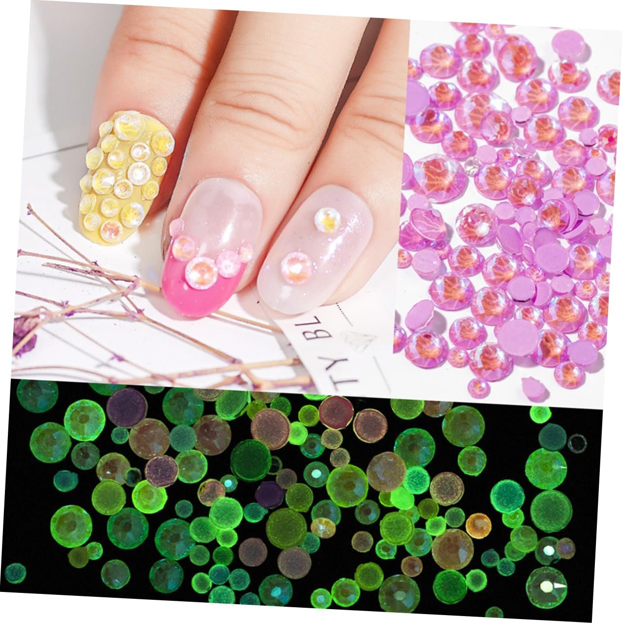 Каміння 6taschen Флуоресцентні Камінці для дизайну нігтів Смоляні, фото №6