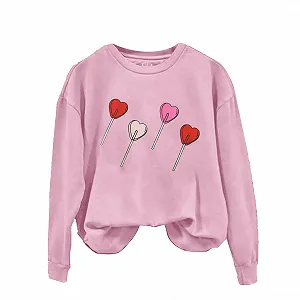 Женская Толстовка Блузка Пуловер на День Святого Валентина, Милая Сладкая Любовь Сердце Графическая Рубашка, Повседневная Рубашка с Длинным Рукавом и Круглым Вырезом, Спортивные Футболки synthetic.ua - Фото 1