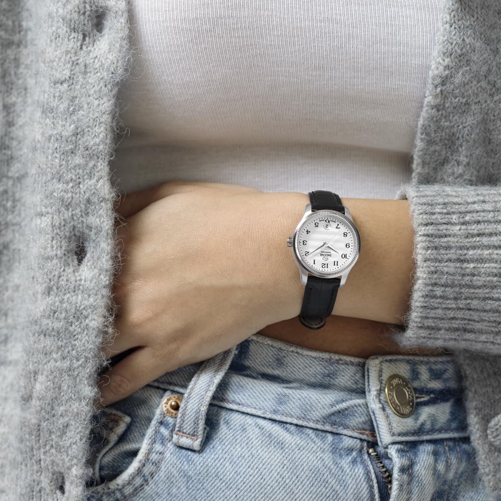 Жіночий годинник JAGUAR Acamar J1046/1, сріблястий корпус з нержавіючої сталі, чорний шкіряний ремінець, фото №4