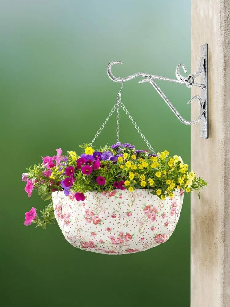 Подвесная корзина для цветов WENKO с декором розы, фото №3