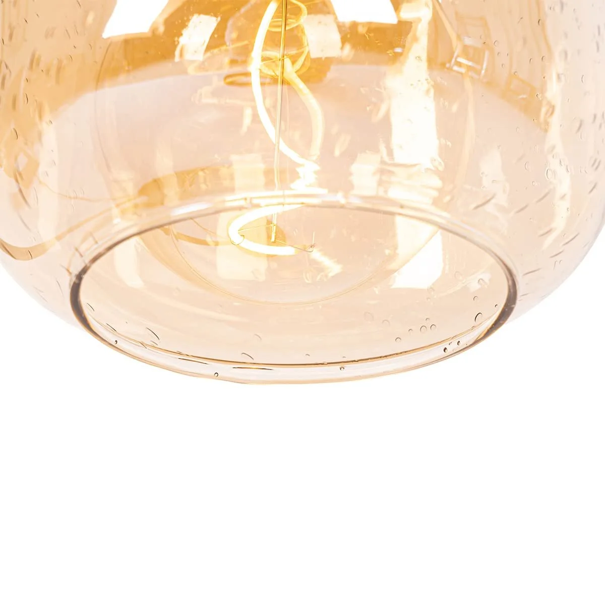 Настільна лампа QAZQA Zuzanna Design E27 Скло бурштинове Чорна з латунню, фото №7