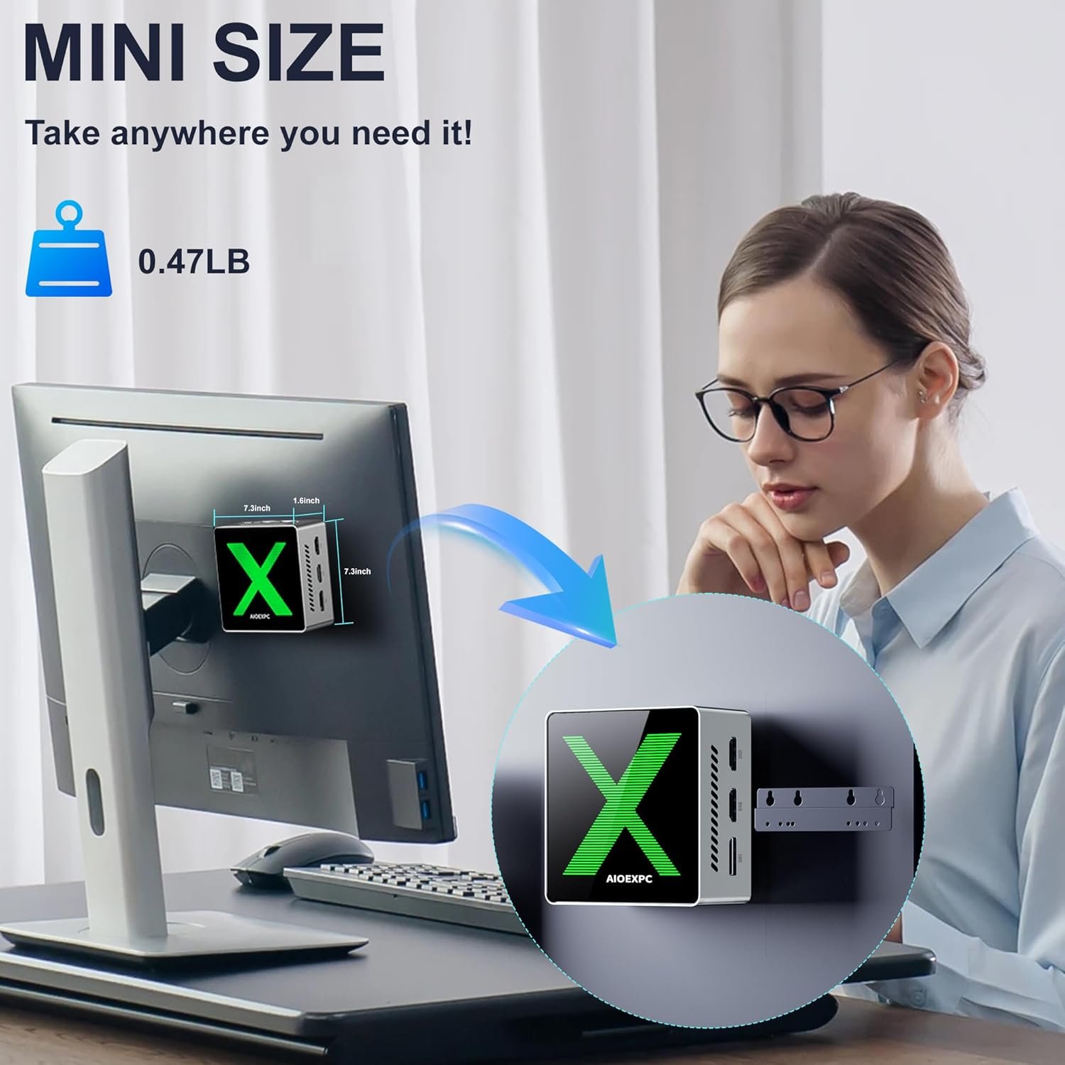 Мини ПК AIOEXPC XMini / Intel N100 / RAM 16GB / SSD 256GB / 2 x HDMI / 2 х LAN / Wi-Fi 6 / Bluetooth 5.2 / Windows 11 / Silver, фото №4