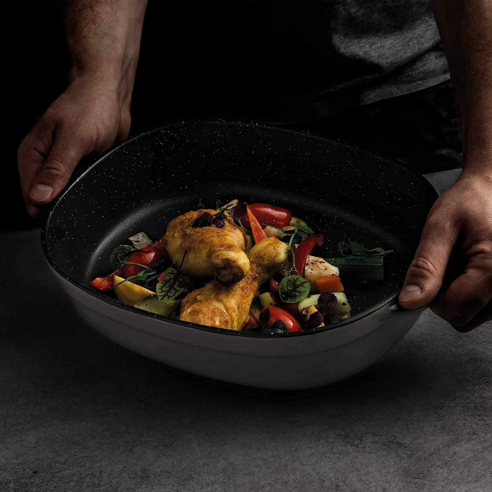 Форма для запікання BergHoff 1697002 Кам'яна кераміка Овальна 28.5 x 22 x 7 см Чорна, фото №4