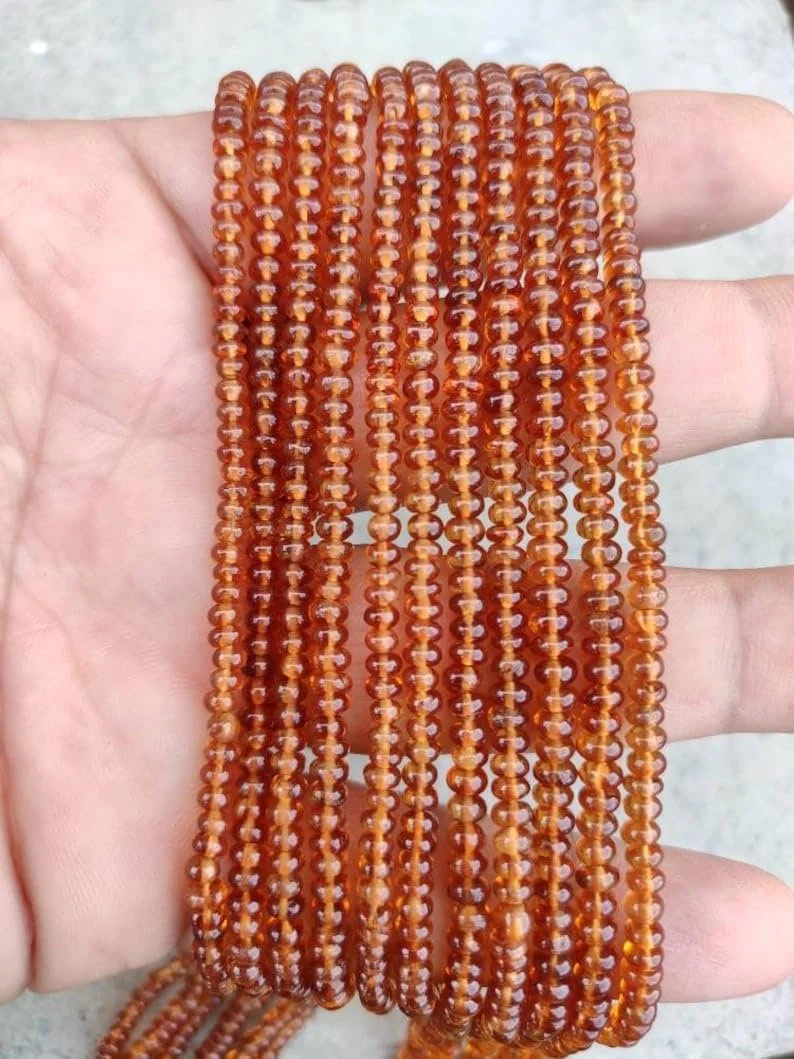 Бусины из натурального гессонитового граната, рондель, гладкие, 3.5 мм, нить длиной 40 см, ожерелья, браслета, фото №2